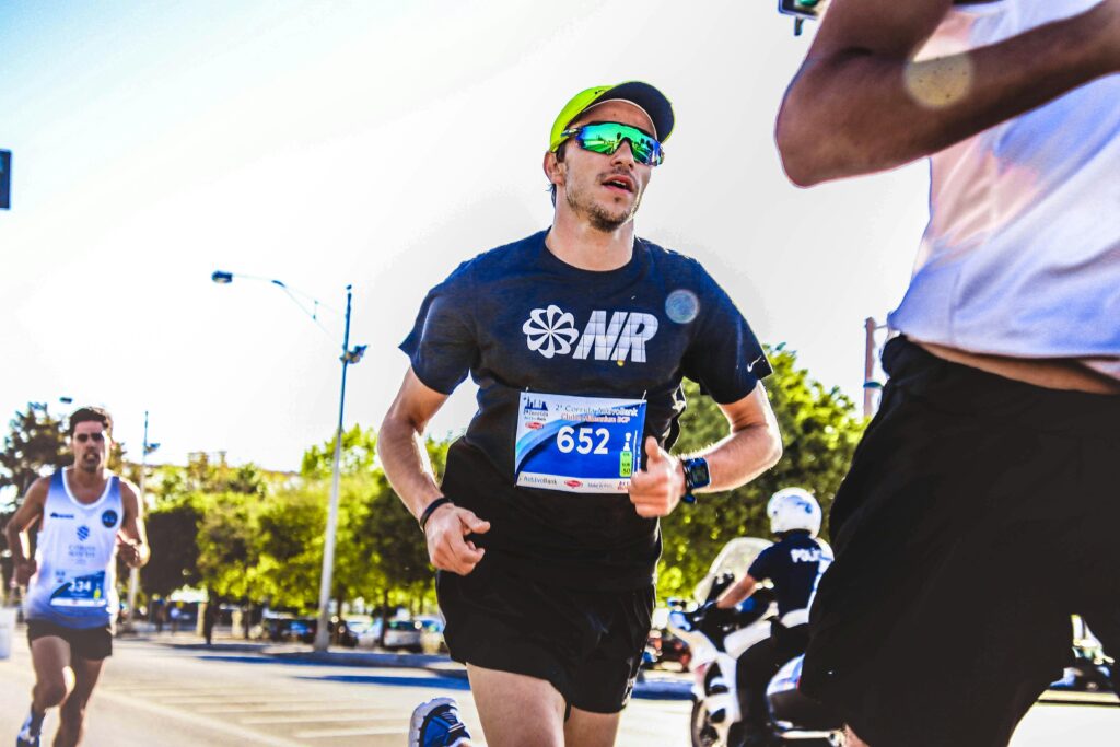 Runner racing in the heat